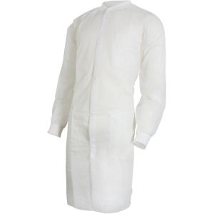 McKesson Lab Coat for Men or Women, Long Sleeve, Knee-Length Disposable Medical Coat, Moisture-Resistant Snap-Front Closure, Large/XL, 10 Count