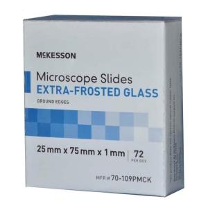 McKesson Microscope Slides, Extra-Frosted Glass, Grounded Edges, 25 mm x 75 mm x 1 mm, 72 Count(1440)