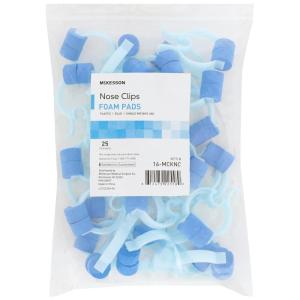 McKesson Nose Clips – Disposable, Plastic and Rubber, Blue, for Spirometry Testing – Comfortable Fit for All Sizes, 25 Count, 8 Packs, 200 Total(25)
