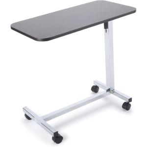 McKesson Overbed Table, H-Base, Non-Tilt, Walnut Wood Grain, 15 in. x 31 in. Laminate Top, Height Adjustable 28-1/4 in. – 43-1/4 in., Spring-Assist Lift, 4 Casters with 2 Locking Wheels, Up to 50 lbs
