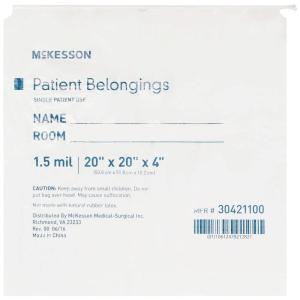 McKesson Patient Belongings Bag with Drawstring Closure, White, 4 in x 20 in x 20 in, 250 Count