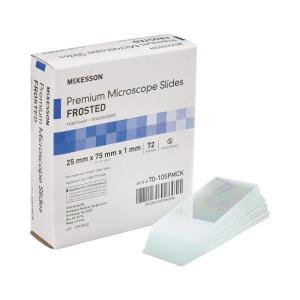 McKesson Premium Microscope Slides, Frosted, Float Glass, Beveled Edges, 25 mm x 75 mm x 1 mm, 1440 Count