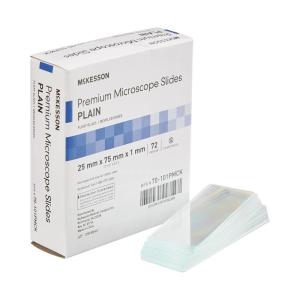 McKesson Premium Microscope Slides, Plain, Float Glass, Beveled Edges, 25 mm x 75 mm x 1 mm, 72 Count(72)