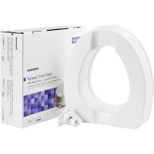 McKesson Raised Toilet Seat with Dual Locks, Fits Most Standard Toilets, 4 in H, 400 lbs Weight Capacity, 1 Count