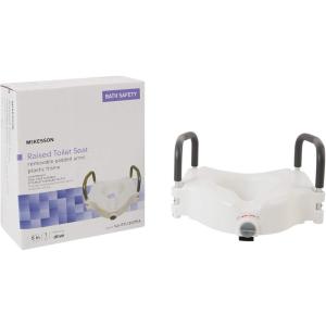 McKesson Raised Toilet Seat with Removable Padded Arms, Lightweight, Fits Most Standard Toilets, 300 lbs Weight Capacity, 1 Count
