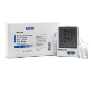 McKesson Refrigerator and Freezer Thermometer, Dual-Probe – Waterproof Digital Display Max/Min Temperatures, 1 Count