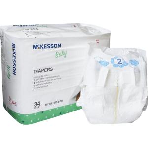 McKesson Size 2 Baby Diapers, 12 to 18 lbs, 34 Count, 1 Pack