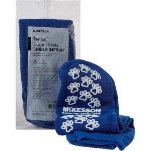 McKesson Slipper Socks, Non-Slip Grip Socks, Royal Blue, Bariatric, Adult Shoe 12+, Extra Wide, 3 Pair
