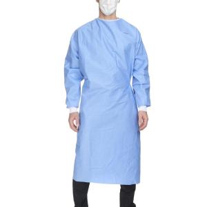 McKesson Surgical Gown with Towel, Disposable, [28 Count] Sterile Individual Packaging, X-Large, Blue, AAMI Level 3, SMS Material, Full-Back, 52 in. Length, Long Set-in Sleeves, Knit Cuffs