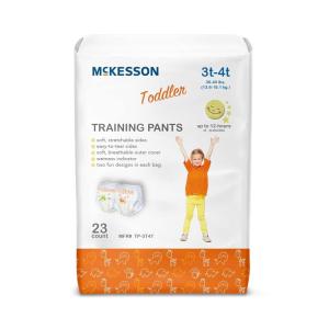 McKesson Toddler Training Pants, 3T to 4T – Disposable, Pull-On with Tear-Away Seams – 30 to 40 lbs, 23 Count, 4 Packs, 92 Total
