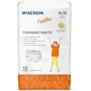 McKesson Toddler Training Pants, Size 4T to 5T (Over 37 lbs), 19 Count, 4 Packs, 76 Total(4T-5T)