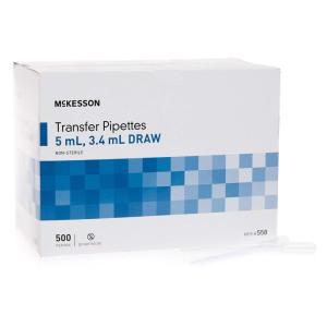 McKesson Transfer Pipette, Non-Sterile, 5 mL Capacity 0.5 mL to 1 mL Graduation Increments, 500 Count, 1 Pack(5000)