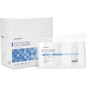 McKesson Zip Closure Bags, Polyethylene, Clear, Zipper, 4 in x 6 in, 100 Count, 40 Packs, 4000 Total