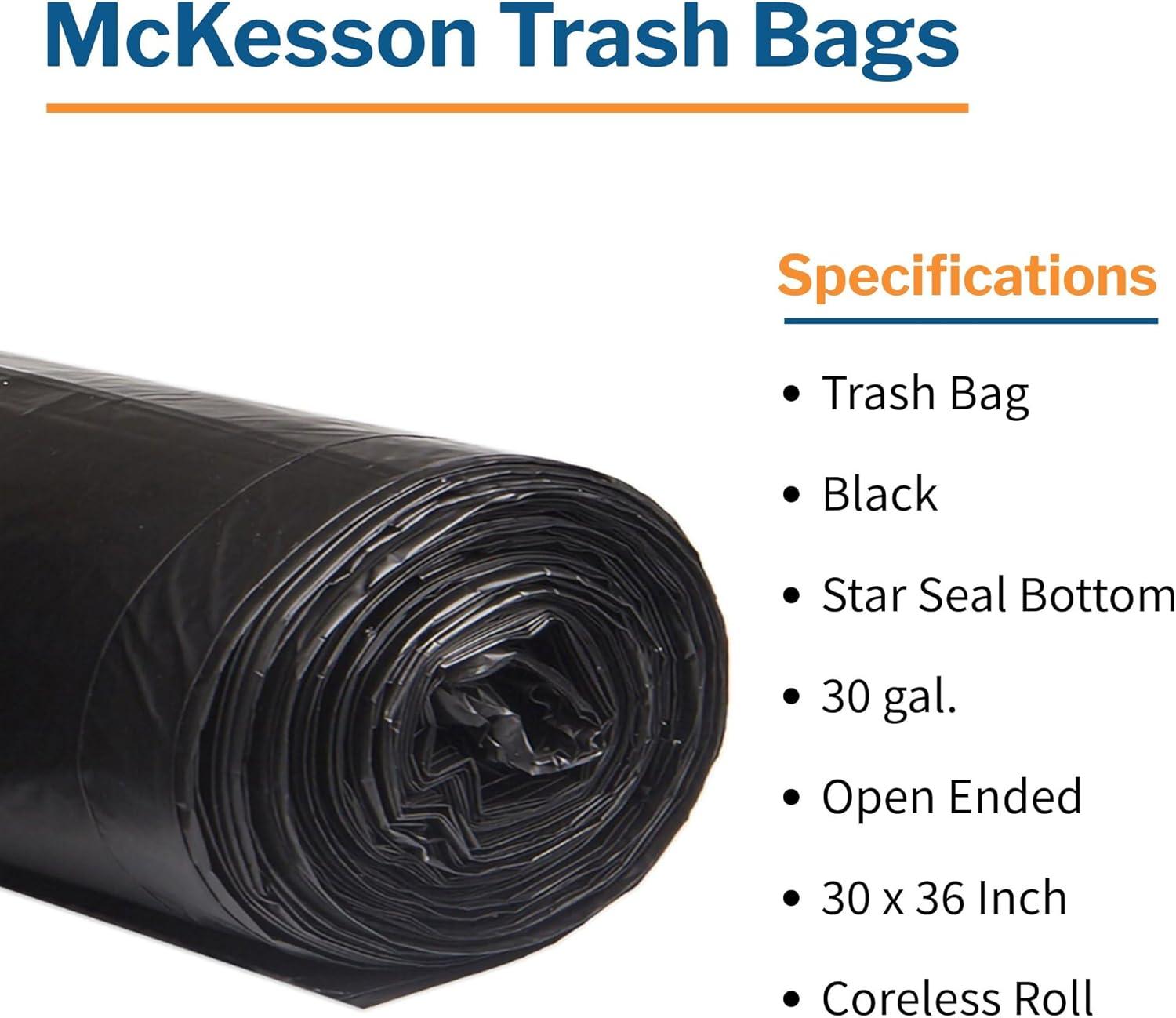 image:imageMcKesson 30 Gallon Trash Bags 250 Count 30 x 36 Black Garbage Bags Durable 058 Mil with StarSealed Bottom Large Trash Can Liners for Commercial Use Coreless Rolls