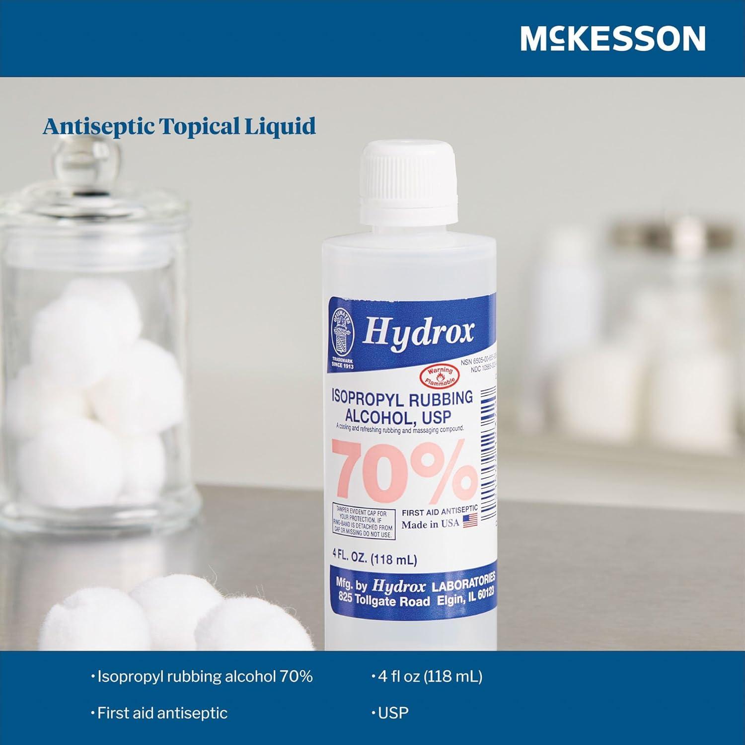 image:imageMcKesson 70 Isopropyl Rubbing Alcohol First Aid Solution for Cuts Scrapes Cleaning 4 oz 60 Count