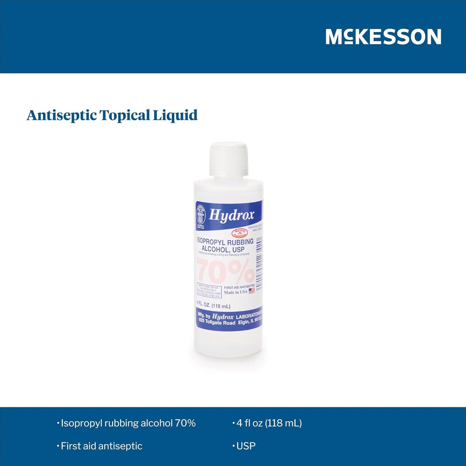 image:imageMcKesson 70 Isopropyl Rubbing Alcohol First Aid Solution for Cuts Scrapes Cleaning 4 oz 60 Count