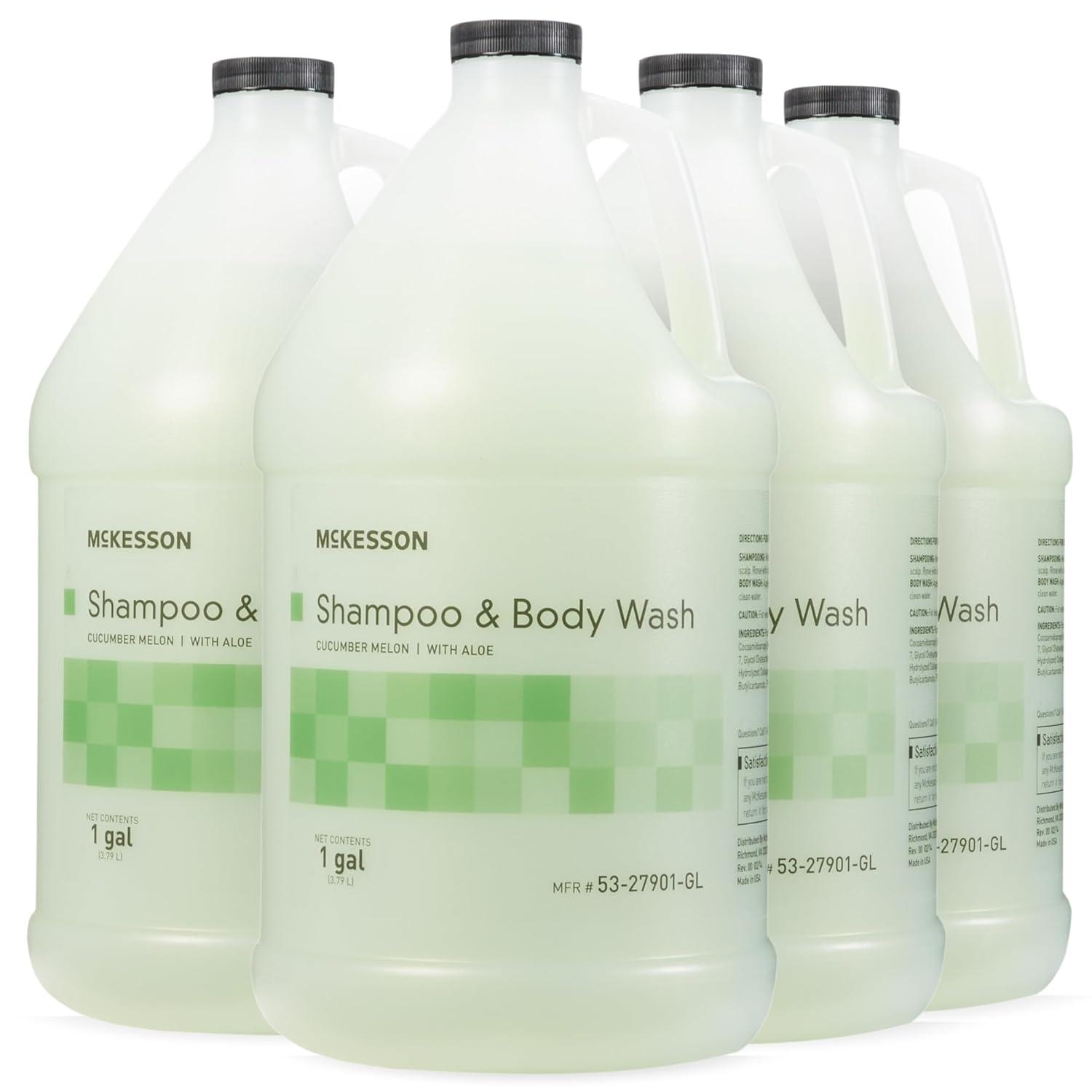 image:imageMcKesson Body Wash and Shampoo 4 Count 1 Gallon Bulk Refill Full with Aloe Cucumber Melon Scent Sensitive Skin amp Hair 2in1Cucumber Melon