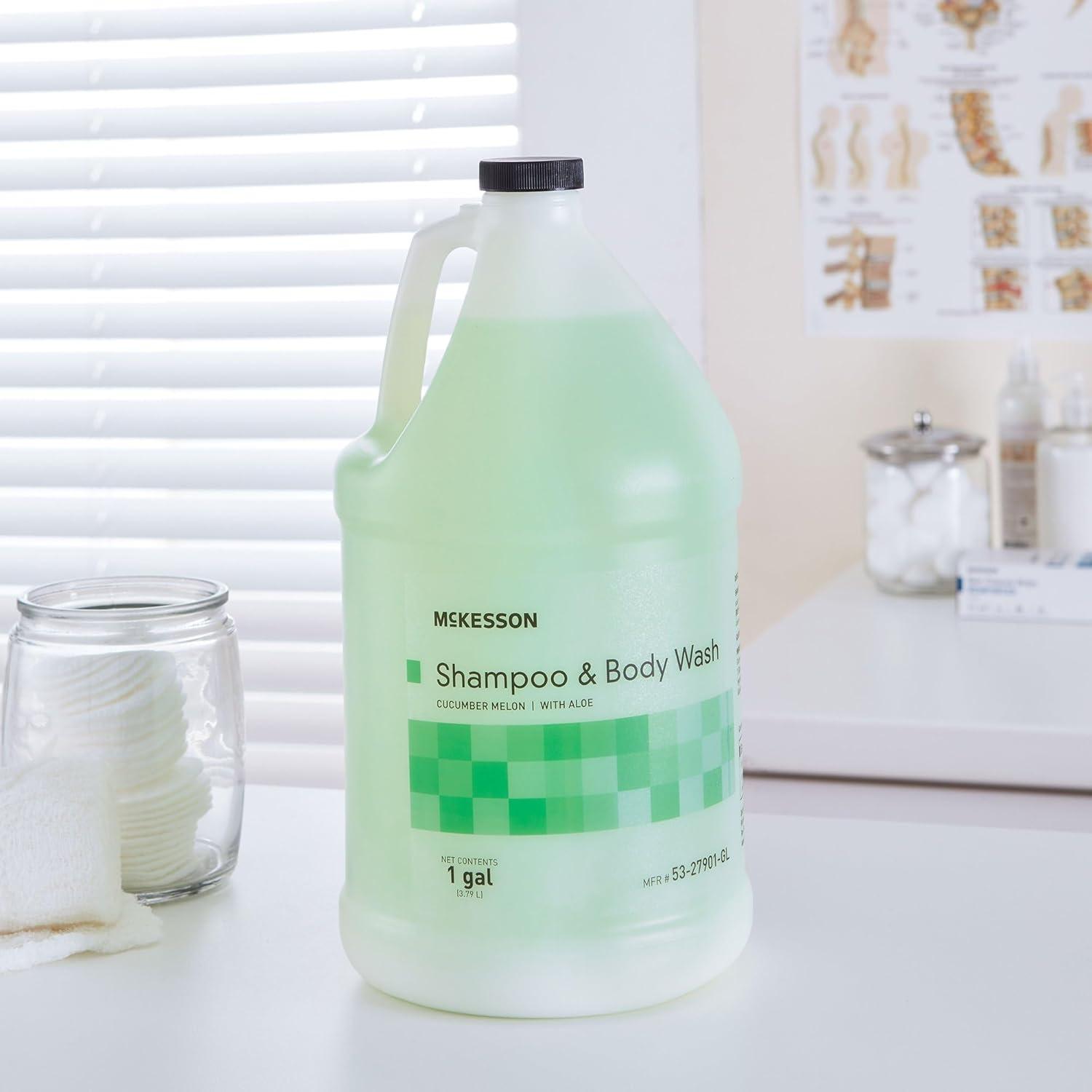 image:imageMcKesson Body Wash and Shampoo 4 Count 1 Gallon Bulk Refill Full with Aloe Cucumber Melon Scent Sensitive Skin amp Hair 2in1Cucumber Melon