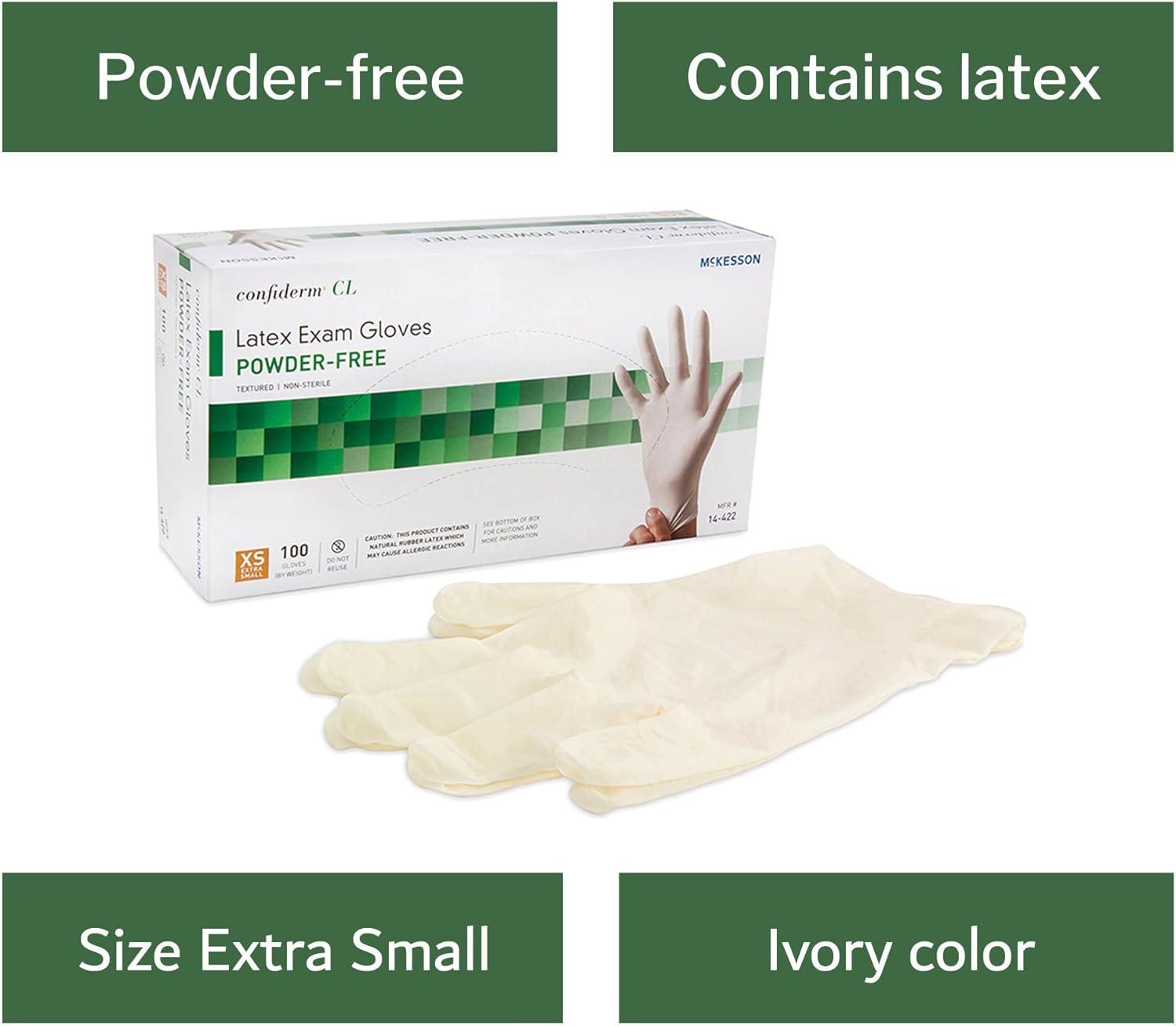 image:imageMcKesson Confiderm CL Latex Exam Gloves PowderFree Ambidextrous Textured NonSterile Ivory Size XS 100 Count 10 Boxes 1000 Total