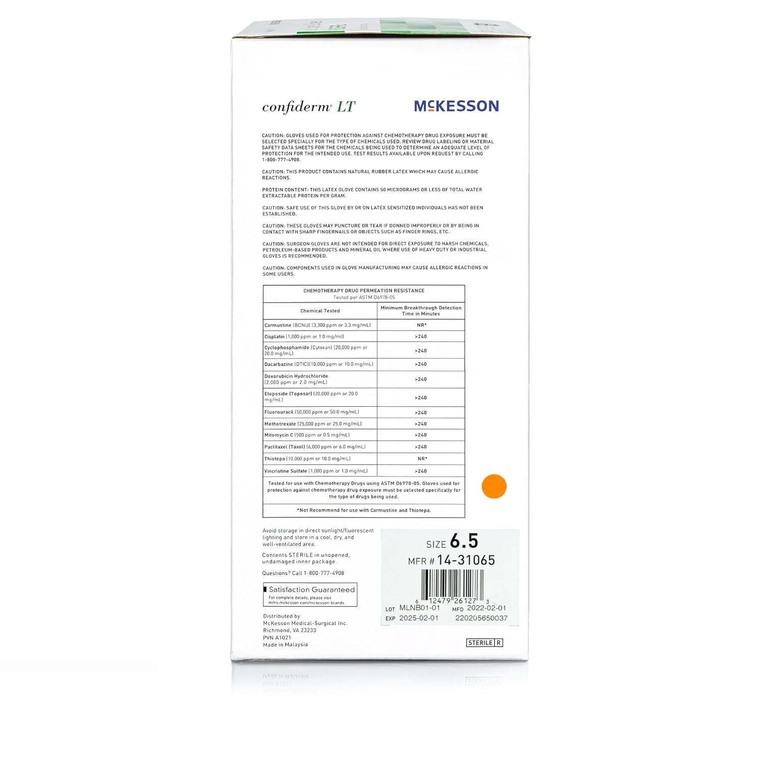 image:imageMcKesson Confiderm LT Latex Surgical Gloves PowderFree ChemoTested Sterile Medical Gloves Ivory Hand Specific Size 65 50 Count 4 Boxes 200 Total