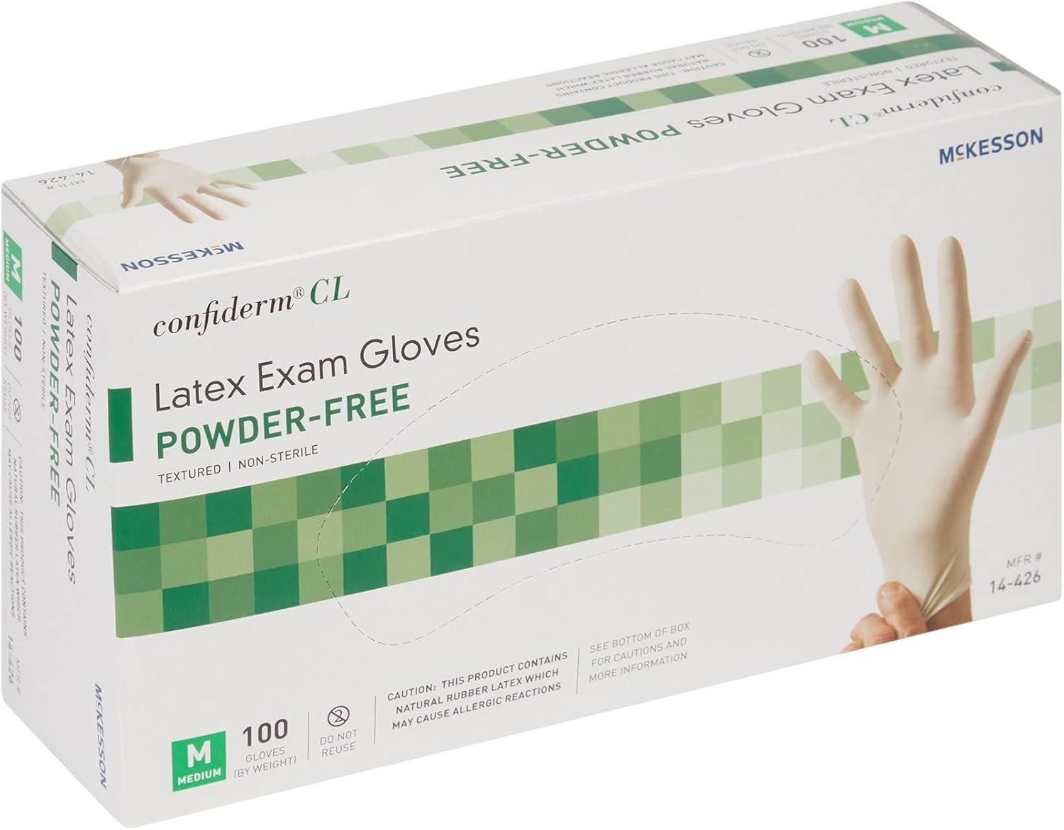 image:imageMcKesson Confiderm Latex Exam Gloves NonSterile Medical Gloves with Textured Fingertips Beaded Cuff PowderFree Ivory Size Medium 100 Count 10 Boxes 1000 Total