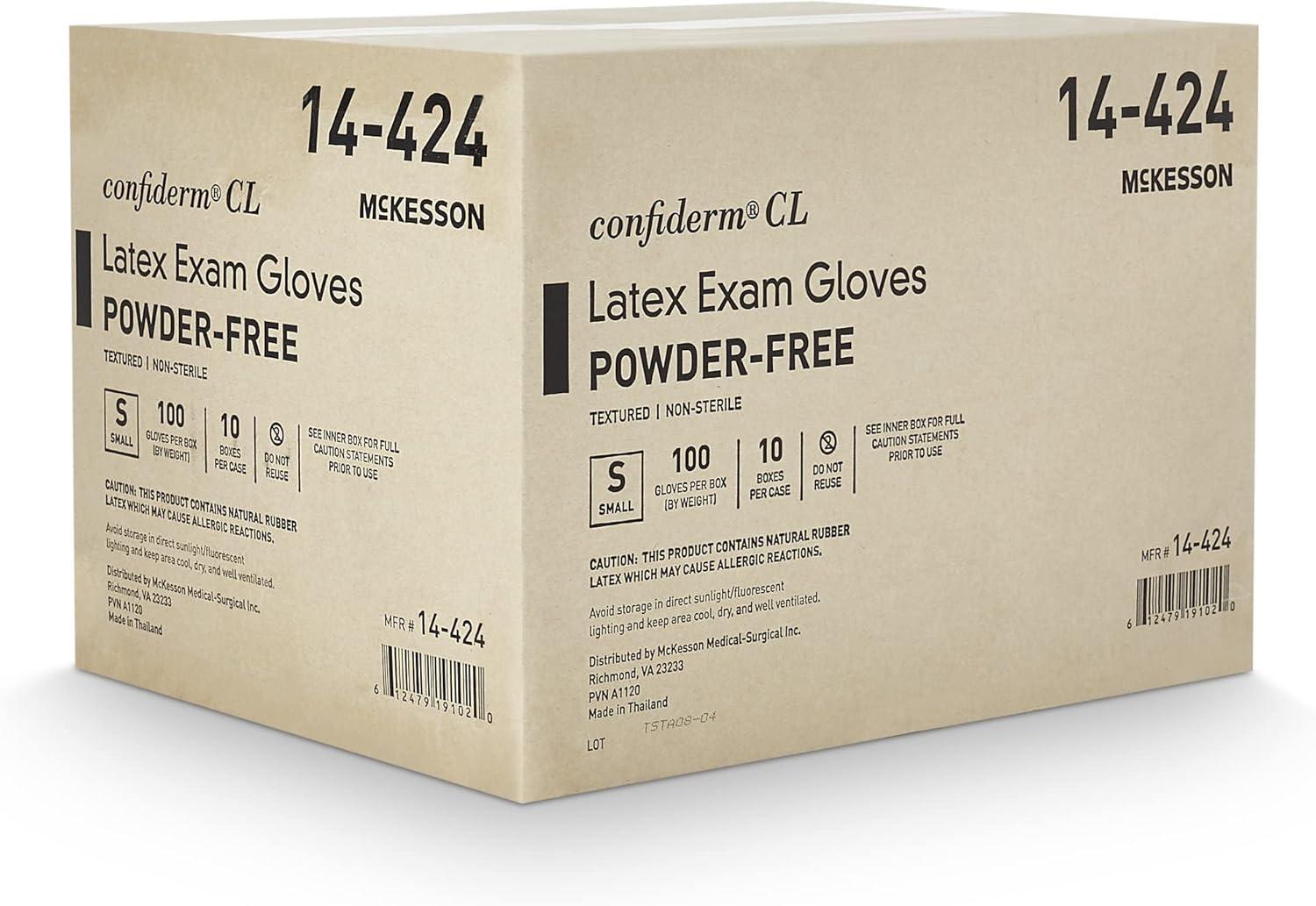 image:imageMcKesson Confiderm Latex Exam Gloves NonSterile Medical Gloves with Textured Fingertips Beaded Cuff PowderFree Ivory Size Small 100 Count 10 Boxes 1000 Total