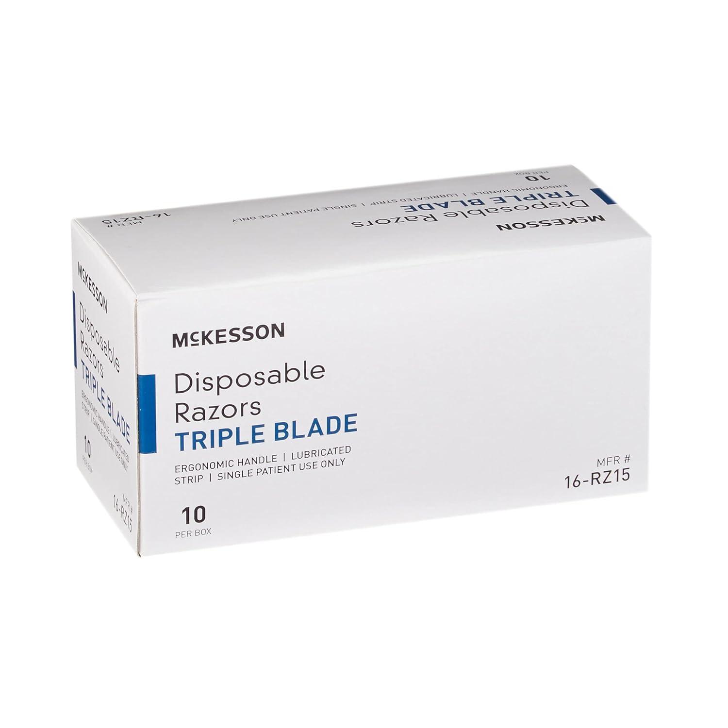 image:imageMcKesson Disposable Razors Stainless Steel Triple Blade Lubricated Strip Ergonomic Handle Turquoise 10 Count 1 Pack1 Count Pack of 10
