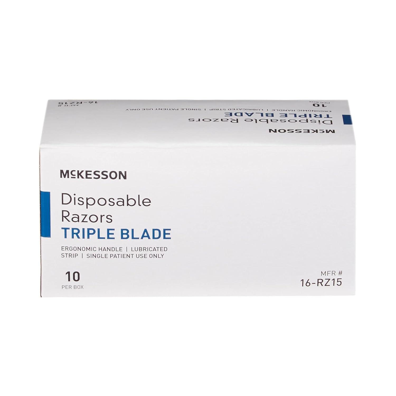 image:imageMcKesson Disposable Razors Stainless Steel Triple Blade Lubricated Strip Ergonomic Handle Turquoise 10 Count 1 Pack1 Count Pack of 10