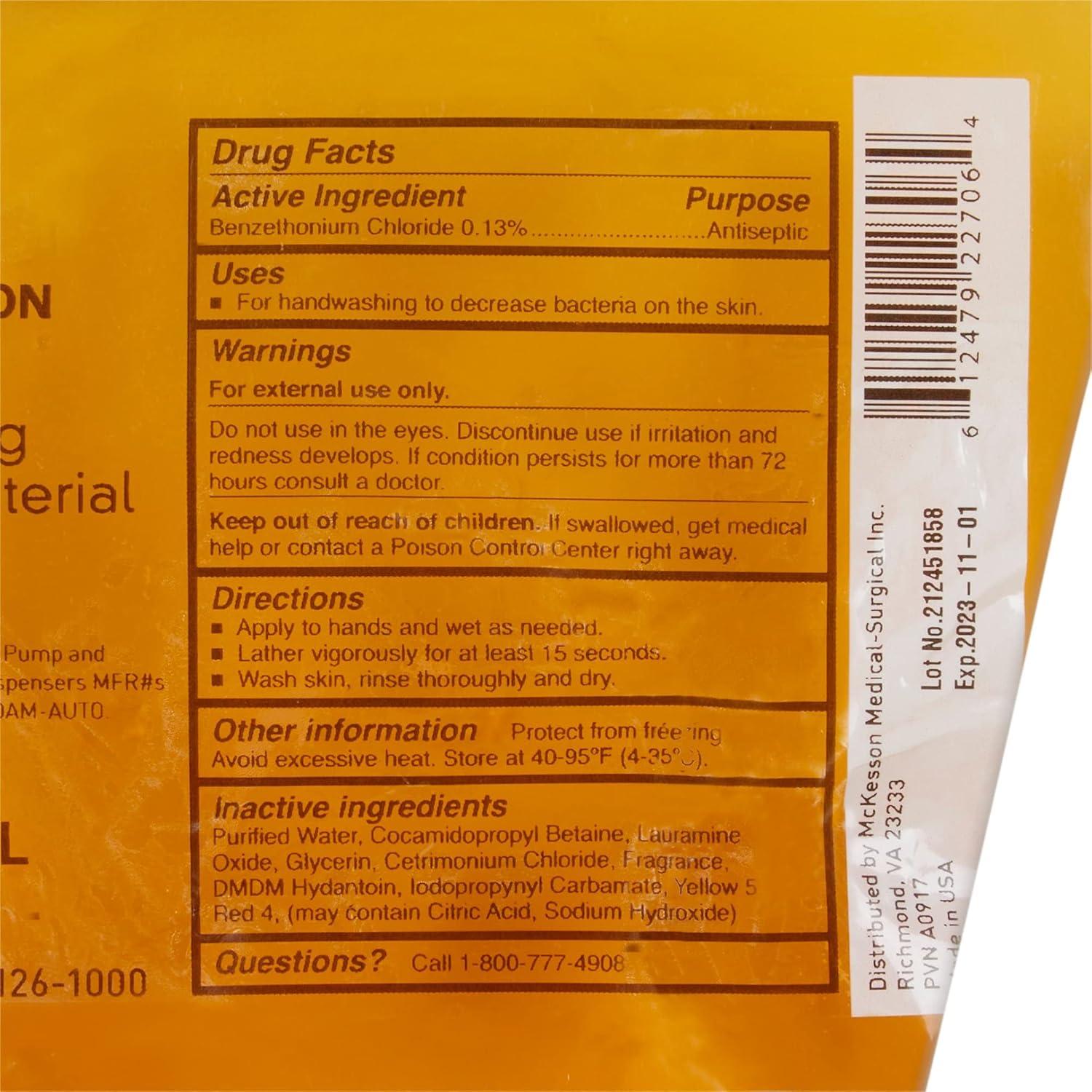 image:imageMcKesson Foaming Hand Soap Refill 1000 mL Pack of 1 Foaming Dispenser Refill Clean ScentClean Scent