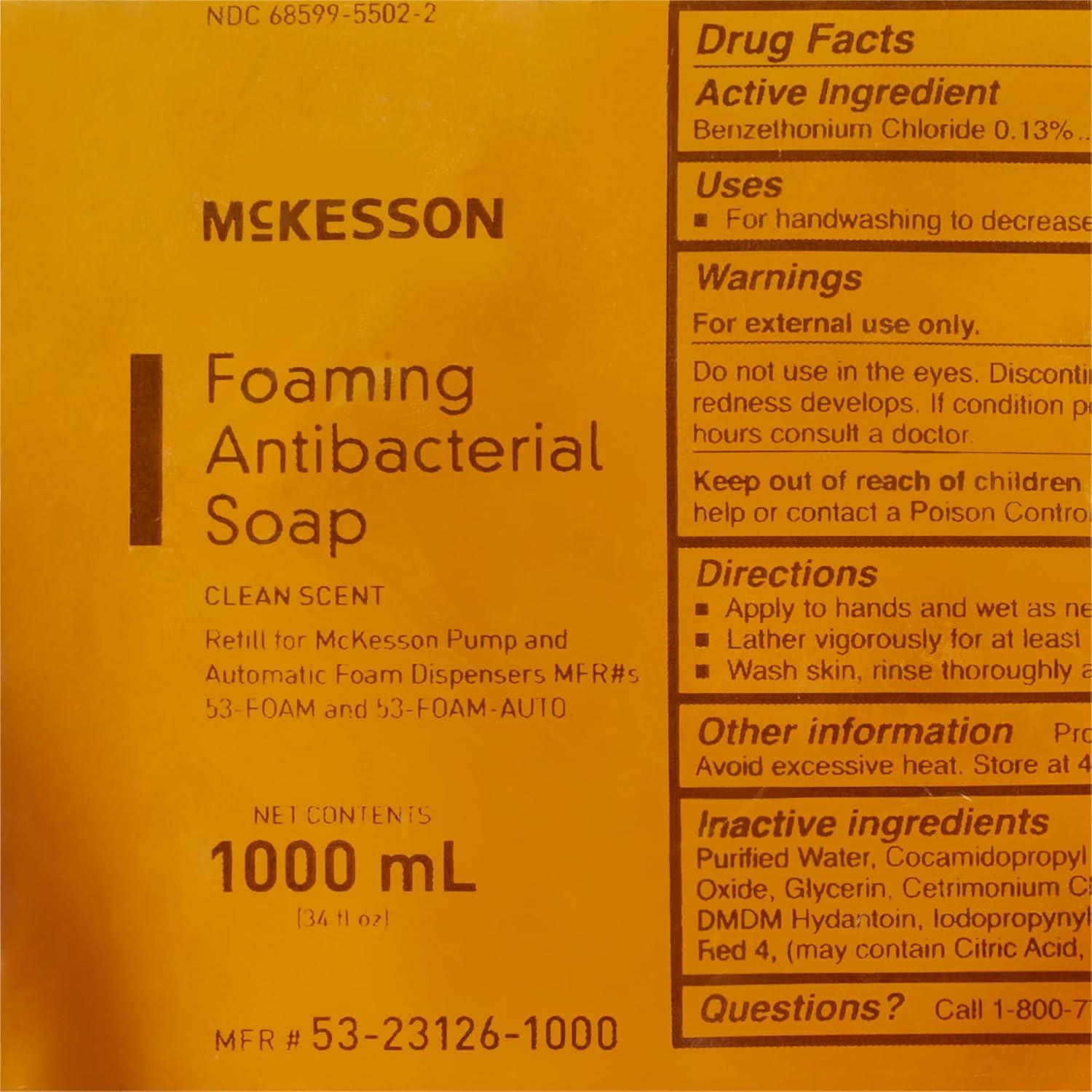 image:imageMcKesson Foaming Hand Soap Refill 1000 mL Pack of 1 Foaming Dispenser Refill Clean ScentClean Scent