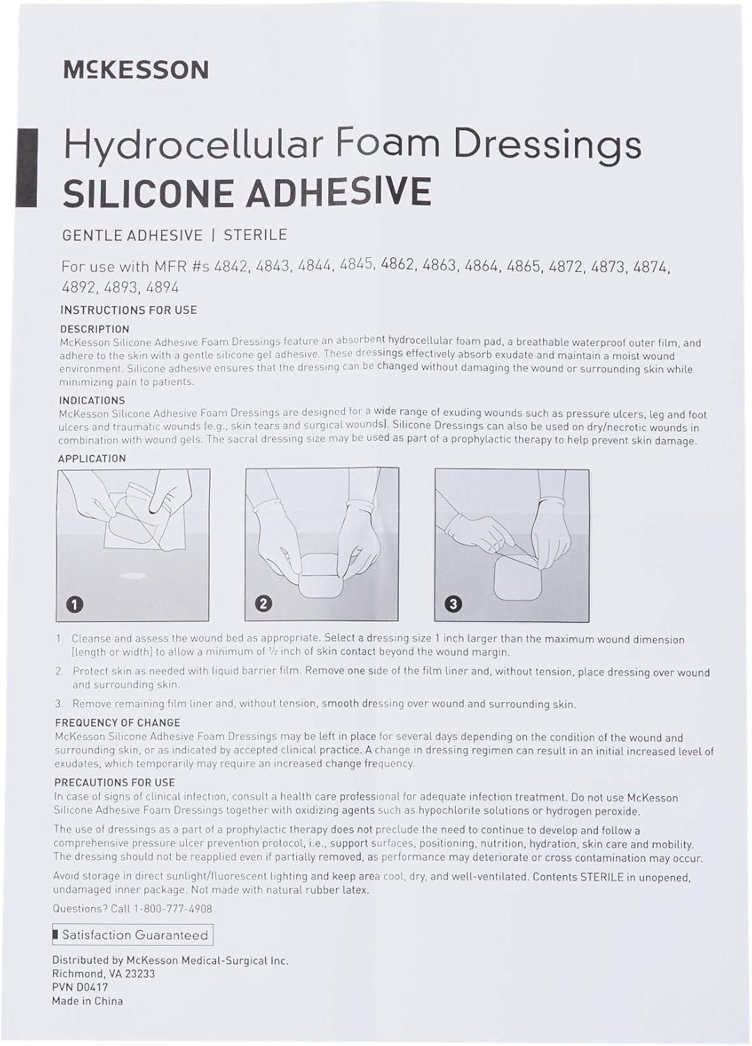 image:imageMcKesson Hydrocellular Foam Dressings Sterile Silicone Adhesive with Border Dimension 4 in x 4 in Pad 3 in x 3 in 10 Count 20 Packs 200 Total
