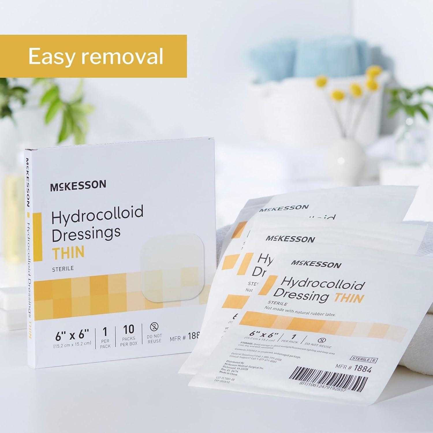 image:imageMcKesson Hydrocolloid Dressing Sterile Thin 10 Boxes 200 Dressings Total SelfAdhesive Sterile Bandage Waterproof Patch for Bed Sore Mild Burn Blister Acne Care 6 in x 6 in