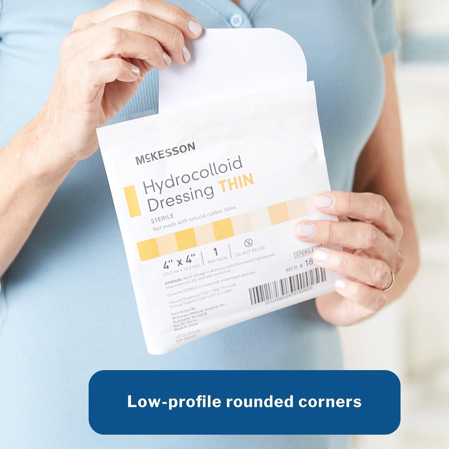 image:imageMcKesson Hydrocolloid Dressing Sterile Thin 10 Dressings SelfAdhesive Sterile Bandage Waterproof Patch for Bed Sore Mild Burn Blister Acne Care 4 in x 4 in