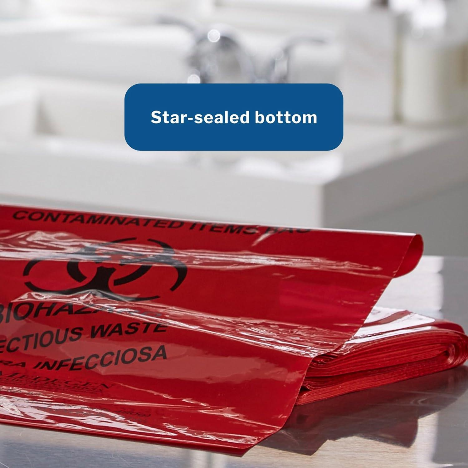 image:imageMcKesson Infectious Waste Bag Biohazard Star Sealed Bottom Red 125 Mil 40 to 45 gal 40 in X 46 in 150 Count