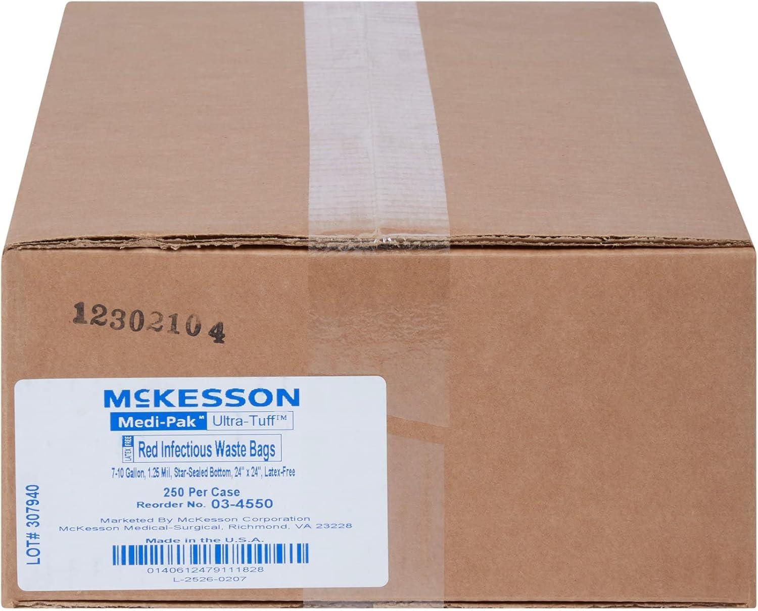 image:imageMcKesson Infectious Waste Bag Biohazard Star Sealed Bottom Red 125 Mil 7 to 10 gal 24 in X 24 in 250 Count