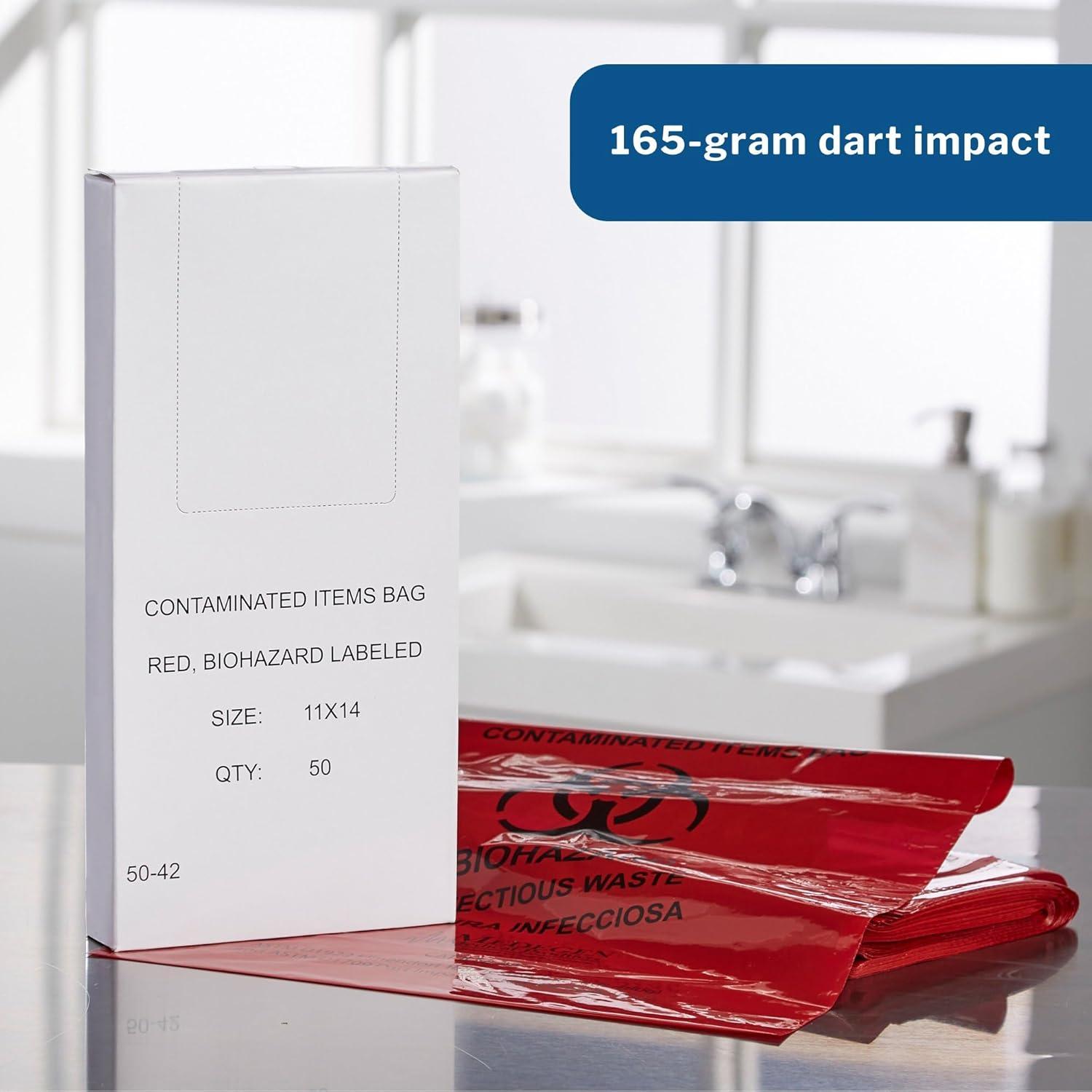 image:imageMcKesson Infectious Waste Bag Biohazard Star Sealed Bottom Red 15 Mil 1 to 3 gal 11 in X 14 in 50 Count