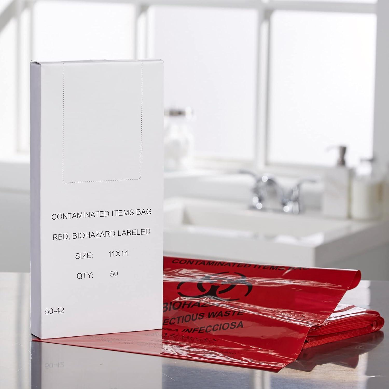 image:imageMcKesson Infectious Waste Bag Biohazard Star Sealed Bottom Red 15 Mil 1 to 3 gal 11 in X 14 in 50 Count