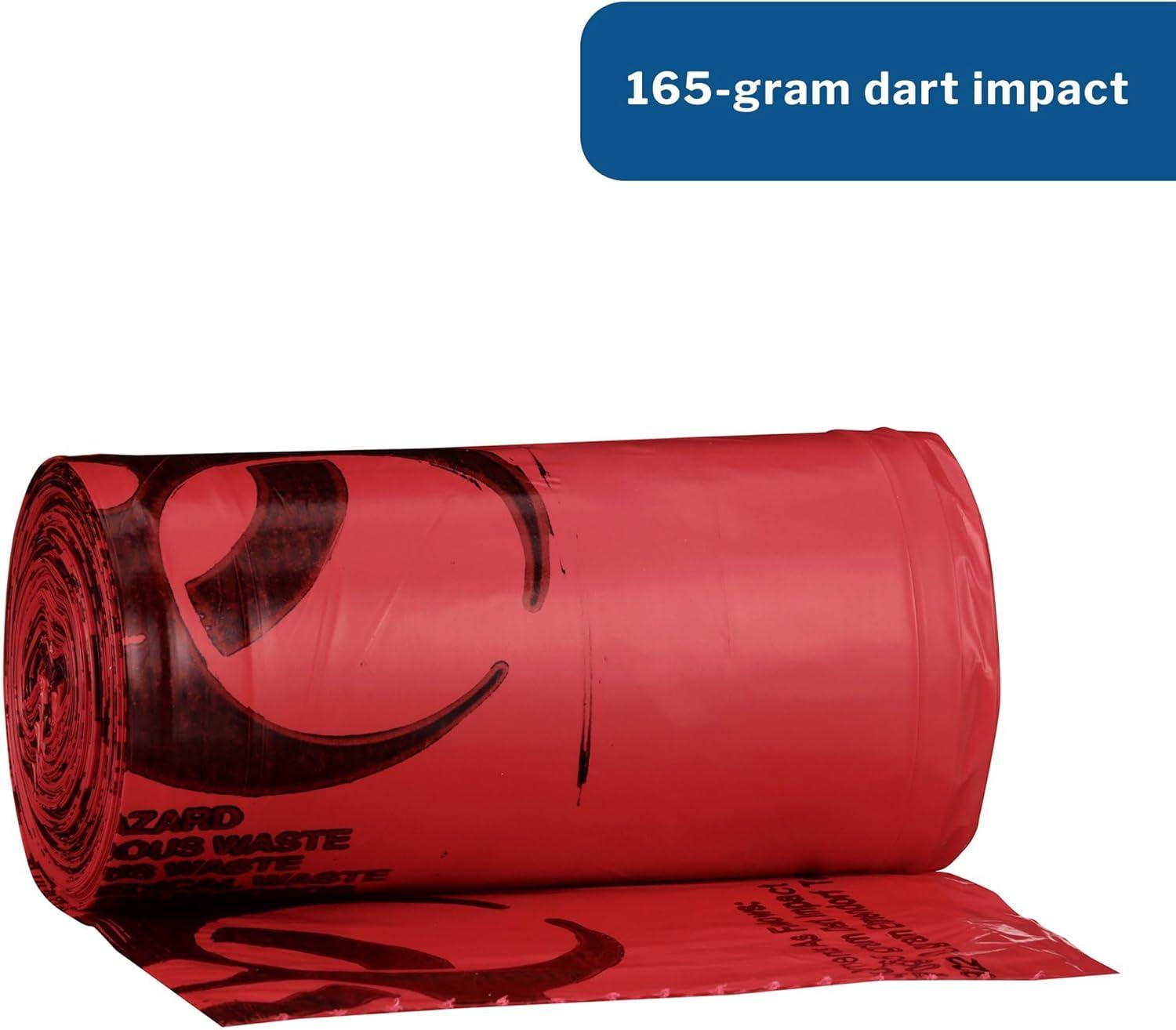 image:imageMcKesson Infectious Waste Bags StarSealed Bottom 105 mil Red 7 gal 10 gal Capacity 24 in x 24 in 500 Count