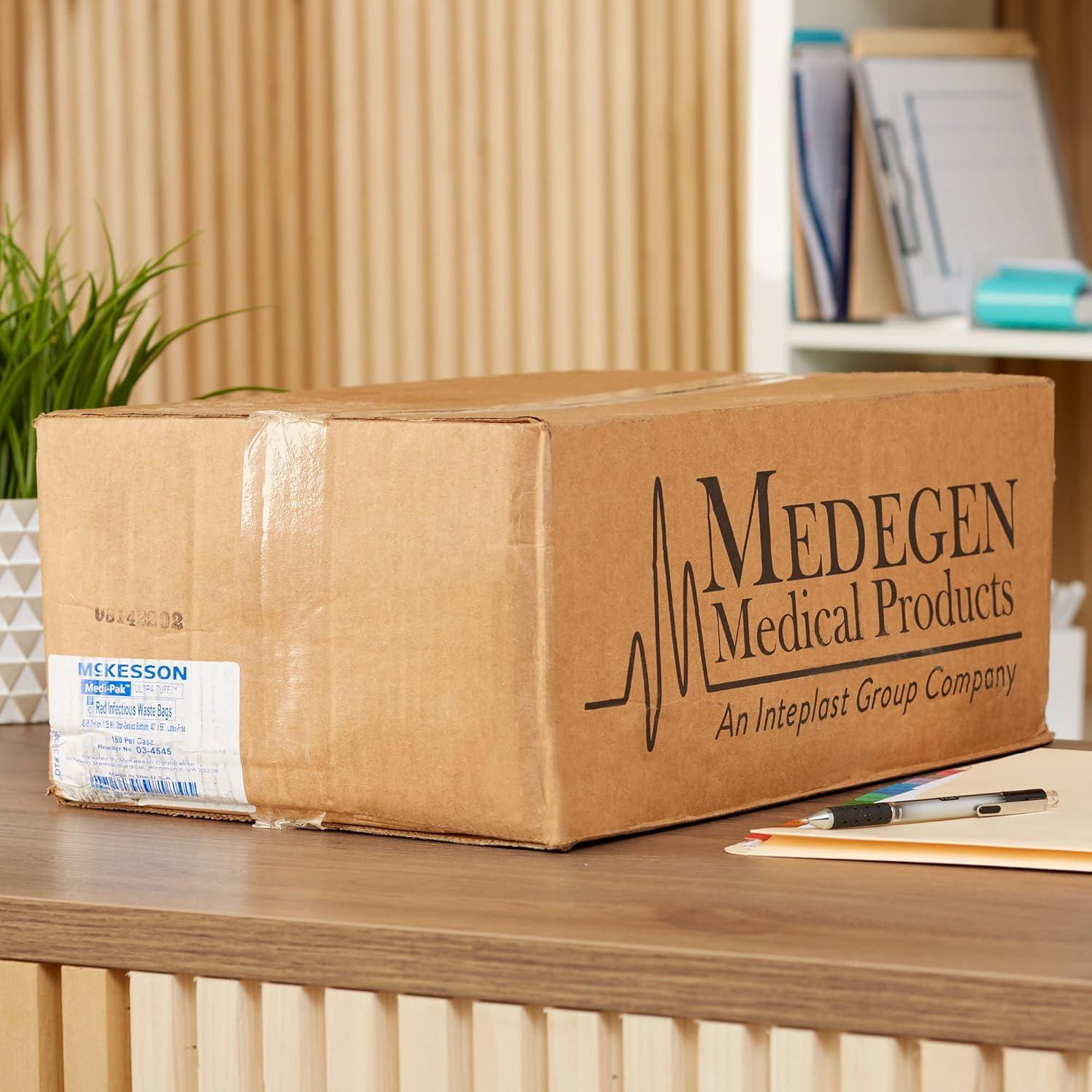 image:imageMcKesson Infectious Waste Bags StarSealed Bottom 125 mil Red 45 gal 55 gal Capacity 40 in x 55 in 150 Count