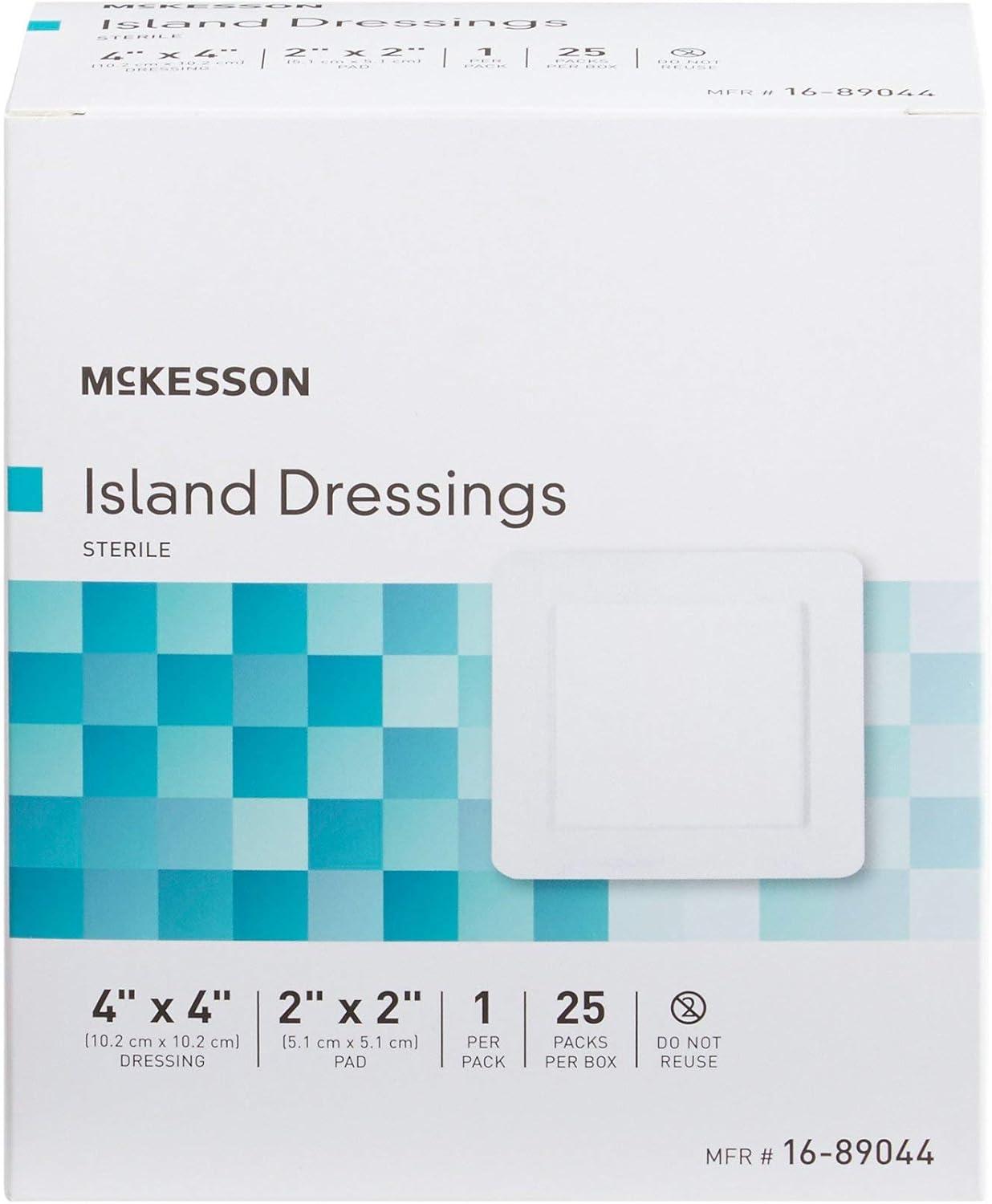 image:imageMcKesson Island Dressing Sterile PolypropyleneRayon 4 in x 4 in Dimension 2 in x 2 in Pad 25 Count 4 Packs 100 Total