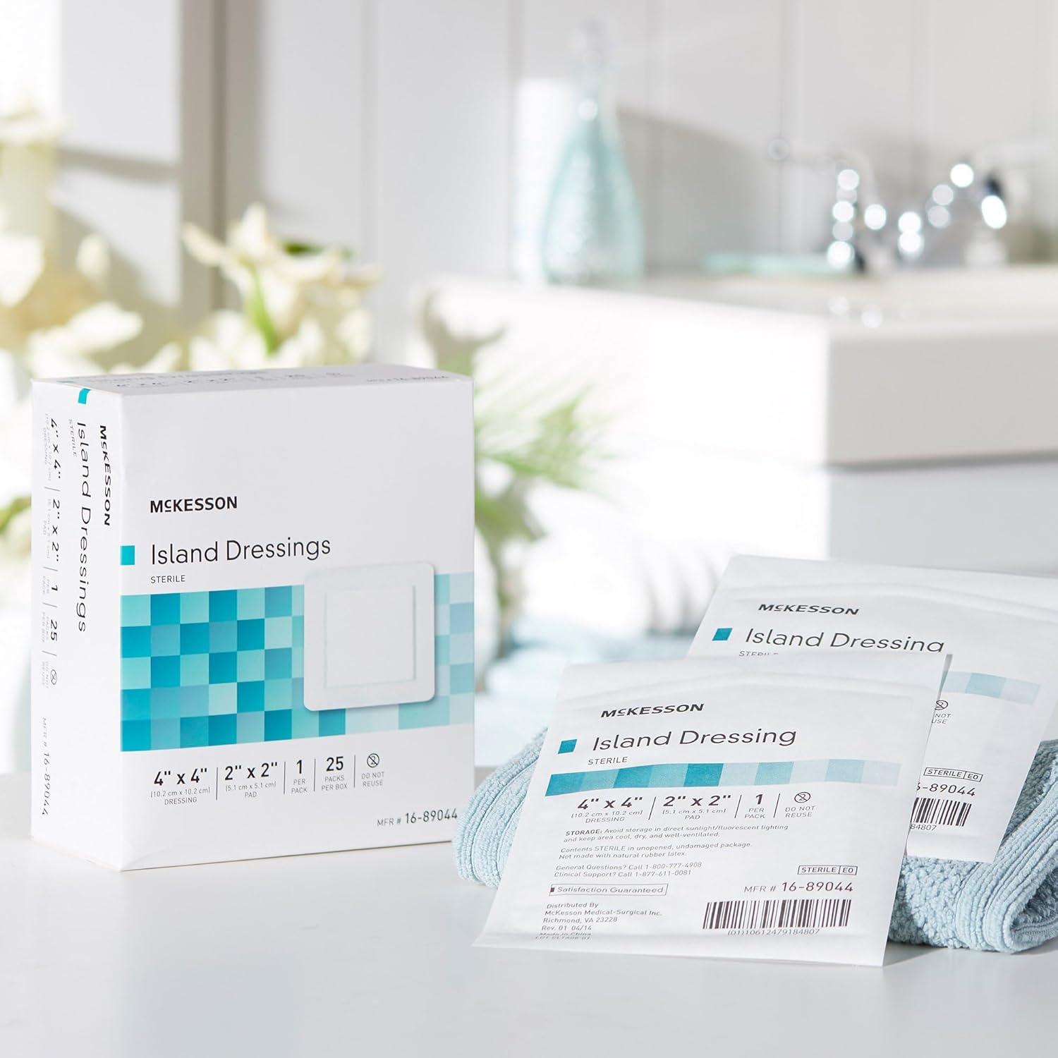 image:imageMcKesson Island Dressing Sterile PolypropyleneRayon 4 in x 4 in Dimension 2 in x 2 in Pad 25 Count 4 Packs 100 Total