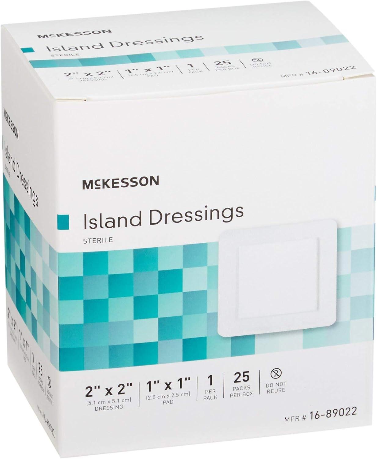 image:imageMcKesson Island Dressings Sterile Dimension 2 in x 2 in Pad 1 in x 1 in 25 Count 1 Pack