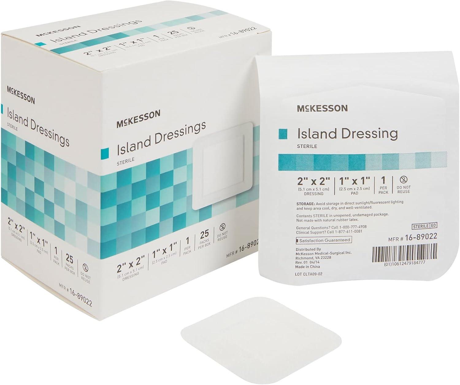 image:imageMcKesson Island Dressings Sterile Dimension 2 in x 2 in Pad 1 in x 1 in 25 Count 1 Pack