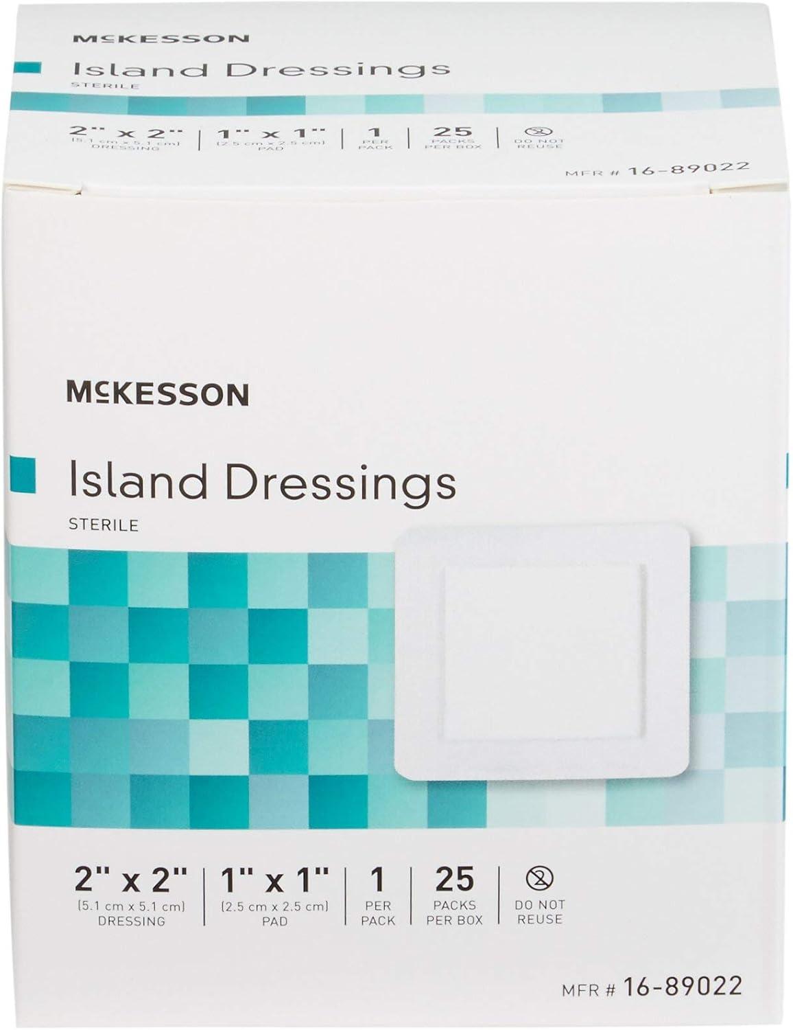 image:imageMcKesson Island Dressings Sterile Dimension 2 in x 2 in Pad 1 in x 1 in 25 Count 1 Pack