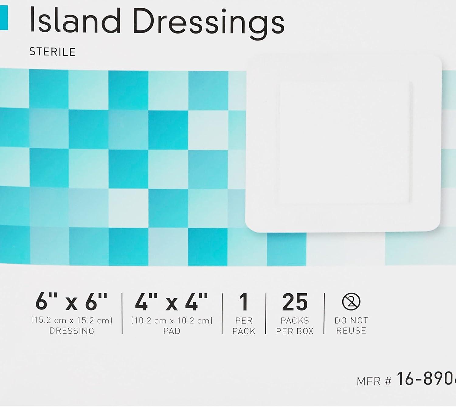 image:imageMcKesson Island Dressings Sterile Dimension 6 in x 6 in Pad 4 in x 4 in 25 Count 1 Pack