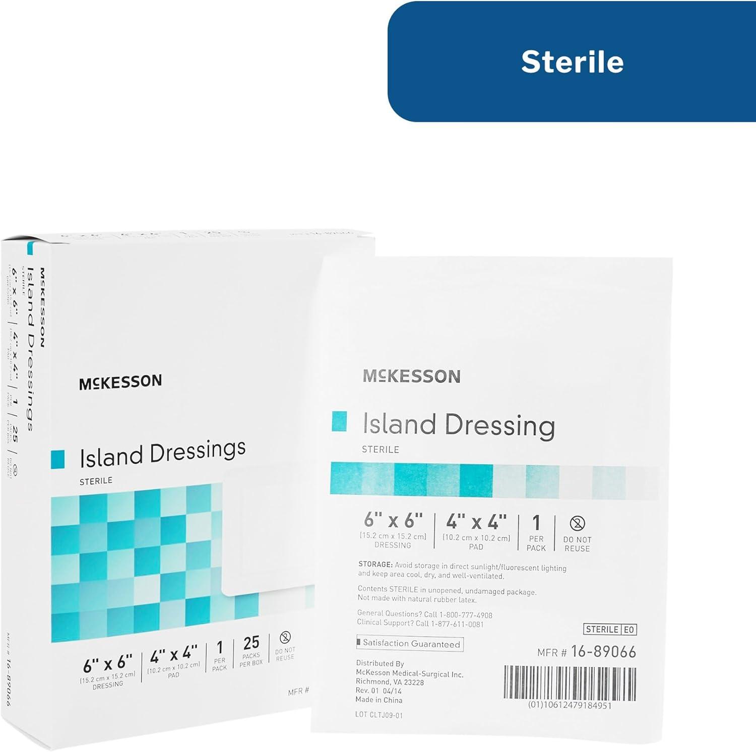 image:imageMcKesson Island Dressings Sterile Dimension 6 in x 6 in Pad 4 in x 4 in 25 Count 1 Pack