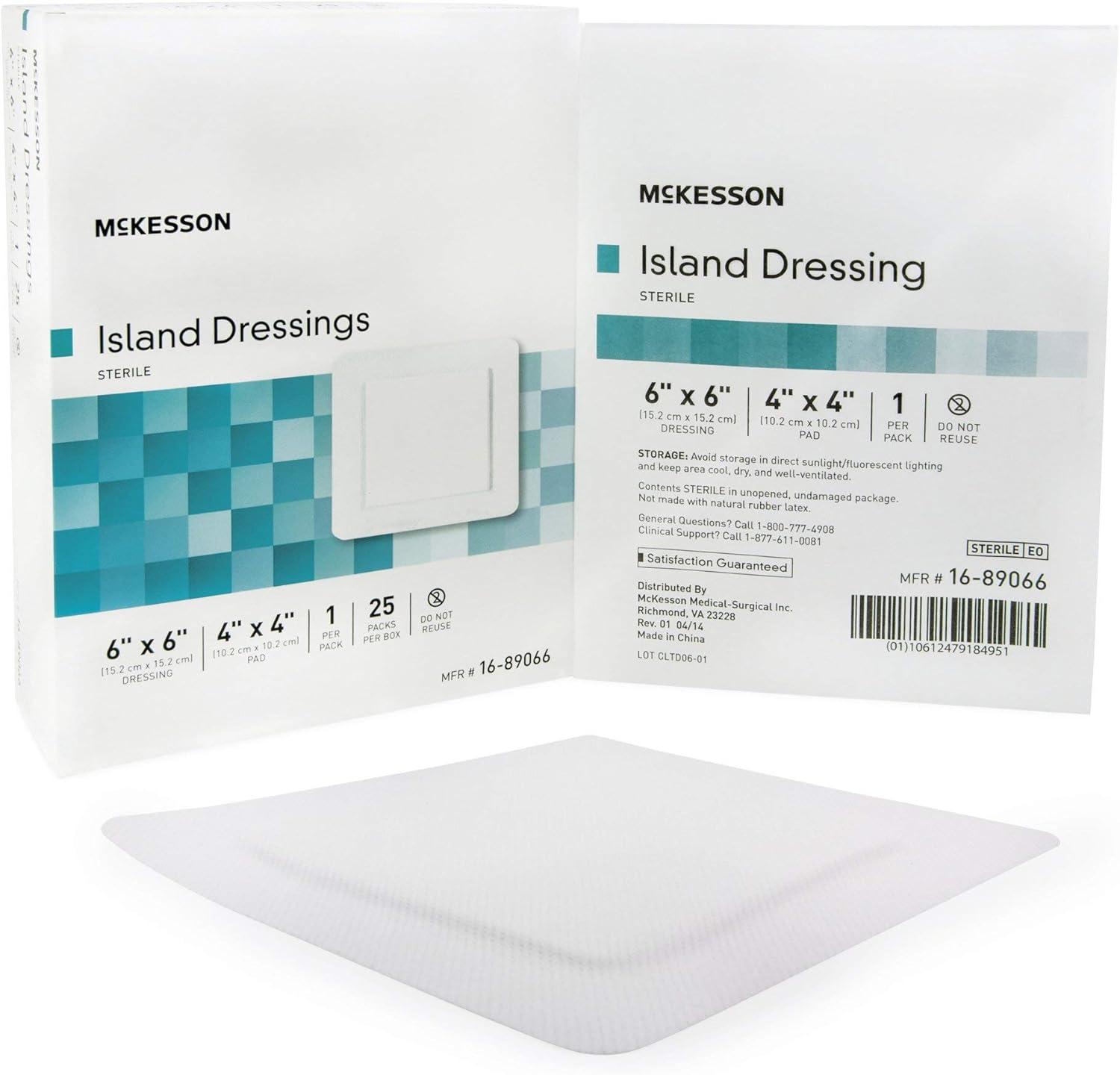 image:imageMcKesson Island Dressings Sterile Dimension 6 in x 6 in Pad 4 in x 4 in 25 Count 1 Pack