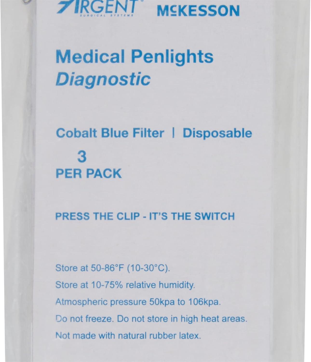 image:imageMcKesson Medical Penlights for Nurses and Medical Professionals Disposable Diagnostic Penlight Cobalt Blue Disposable 45 inch 1 Count 3 Packs 3 Total