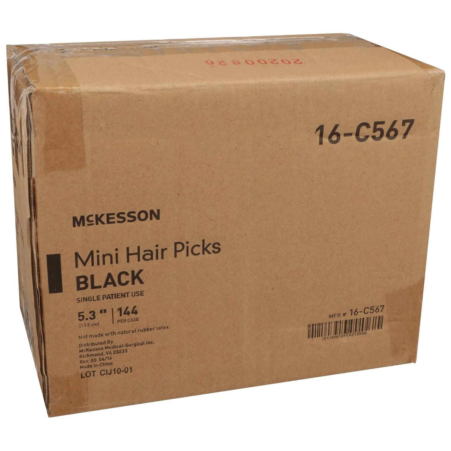 image:imageMcKesson Mini Pick Comb Hair Pick Polypropylene Black 53 in 144 Count