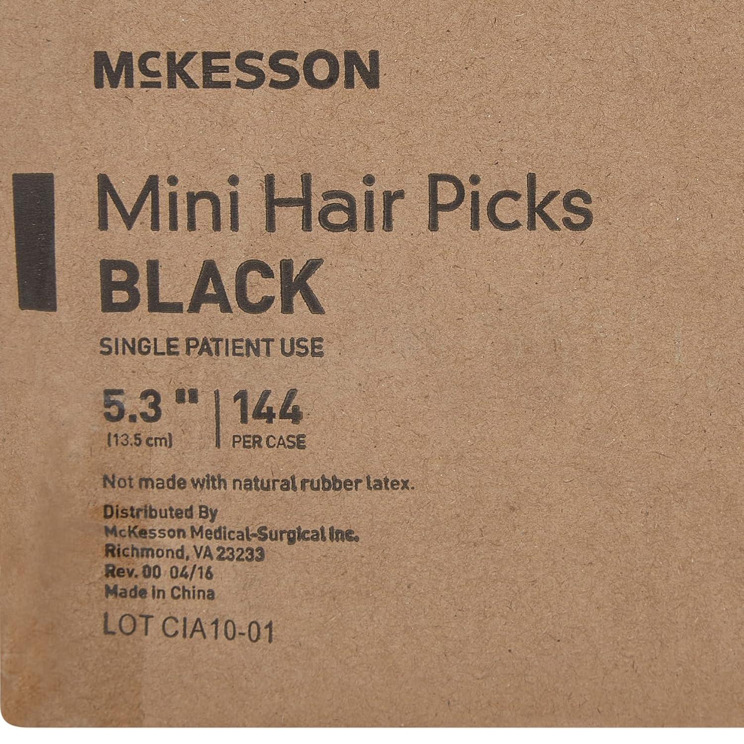 image:imageMcKesson Mini Pick Comb Hair Pick Polypropylene Black 53 in 144 Count